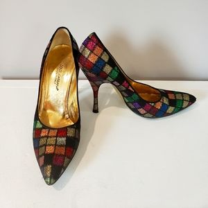 Dolce & Gabbana multi metallic checkerboard pumps